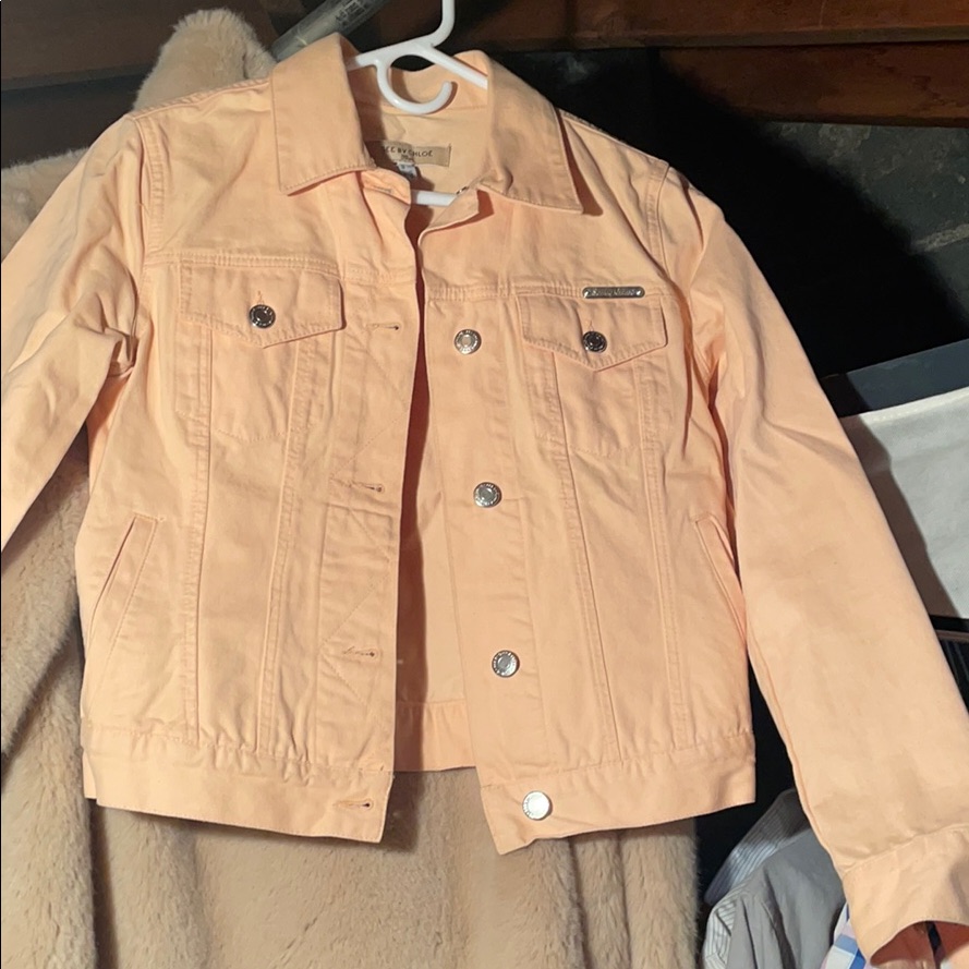 See By Chloe Peach Denim Jacket Sz 4